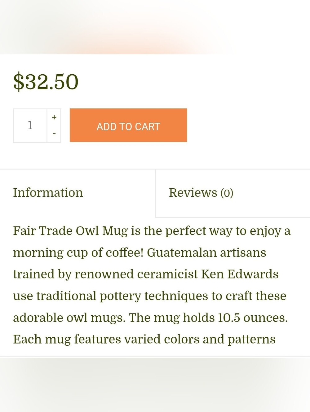 Fair Trade Owl Ceramic Pottery Coffee Mug Ken Edwards Trained Guatemalan Artisan - Picture 11 of 13